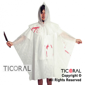 DISFRAZ TUNICA BLANCA CON CAPUCHA SANGRIENTA ADULTO CR x 1